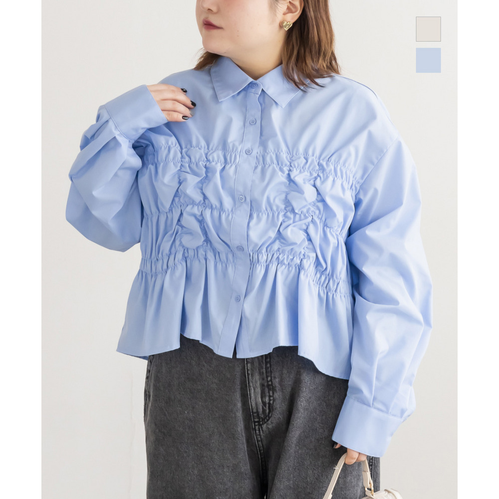 フロントシャーリングブラウス