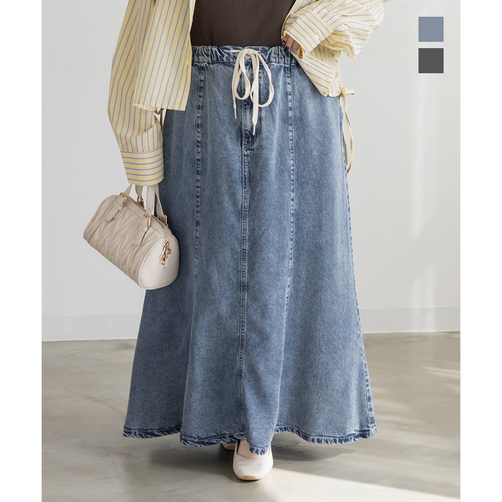 冷感デニムフレアマーメイドスカート