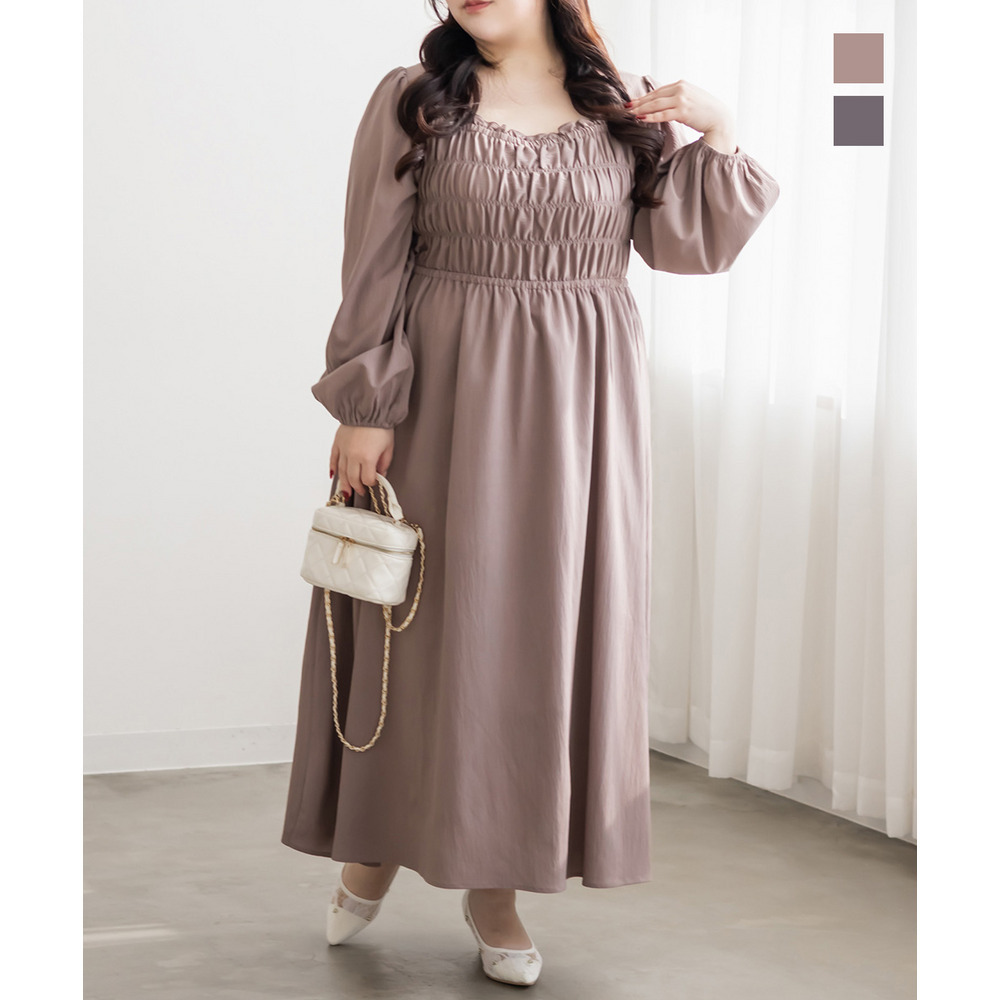 バックリボンシャーリングワンピース