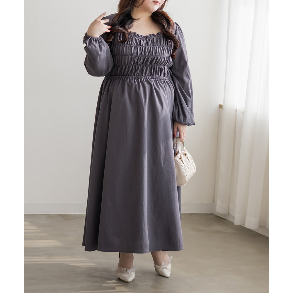 バックリボンシャーリングワンピース1