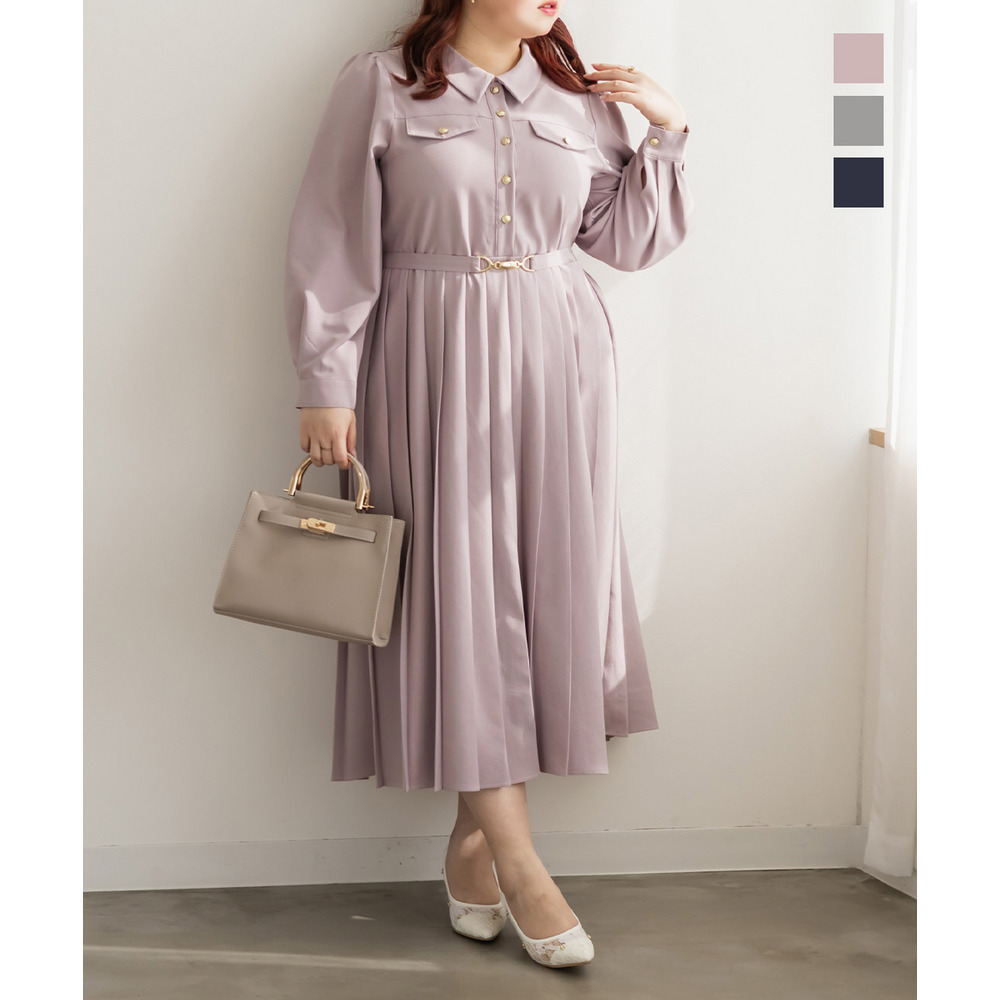 CLETTEオリジナルベルト付きプリーツワンピース