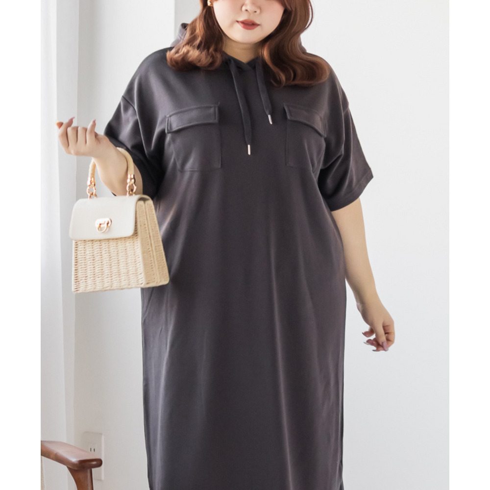 フード付きミニ裏毛ワンピース4