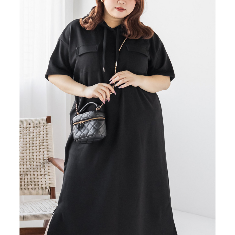 フード付きミニ裏毛ワンピース6