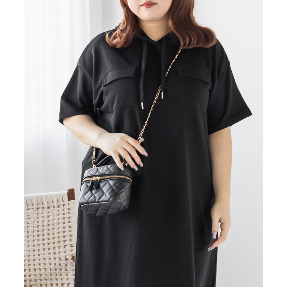 フード付きミニ裏毛ワンピース7