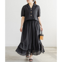 CLETTEオリジナル開襟シャツ＆ウェーブティアードスカートセット