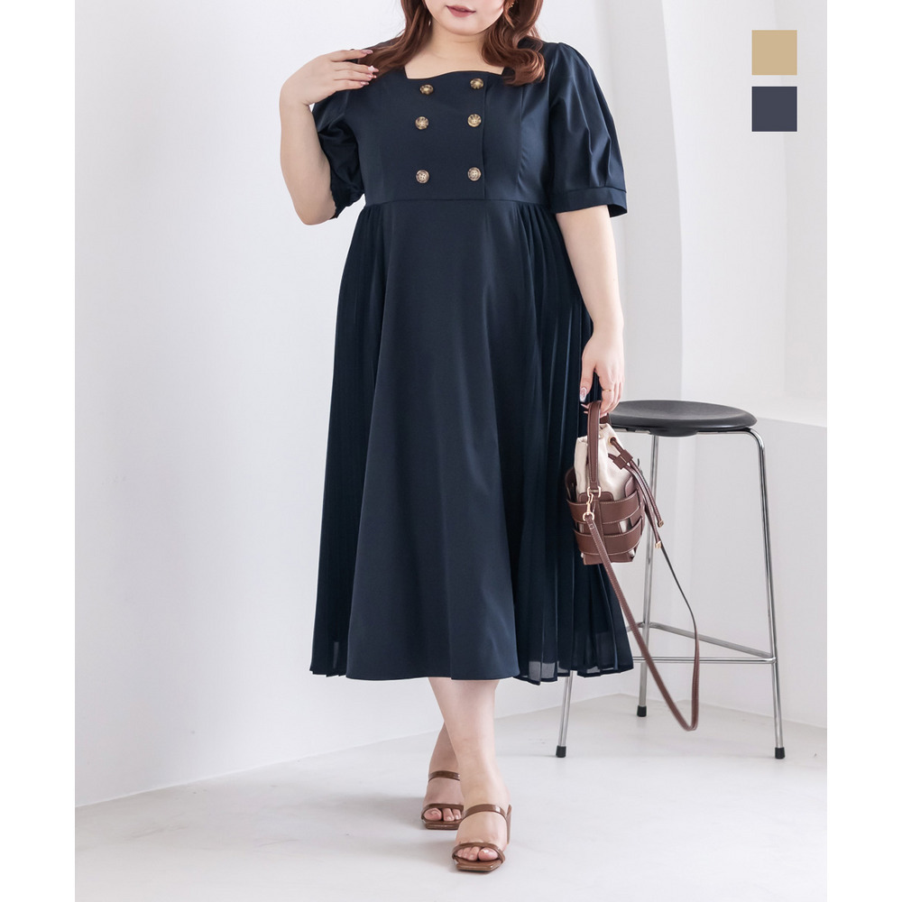 CLETTEオリジナルトレンチ風サイドプリーツワンピース