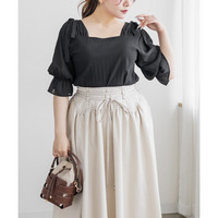 CLETTEオリジナルスクエアネックショルダーリボントップス