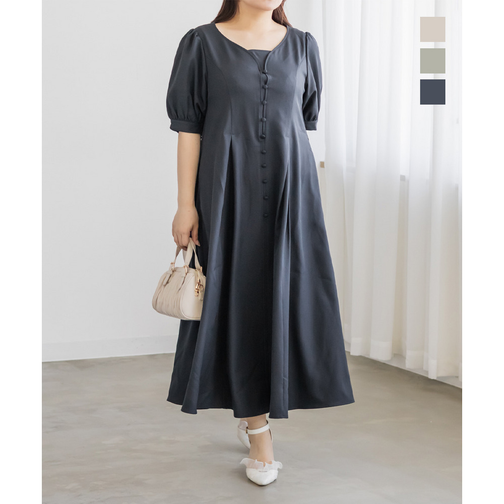 CLETTEオリジナルフロントボタンセミフレアワンピース