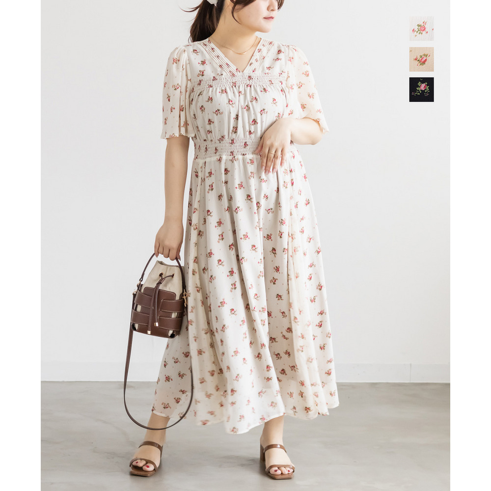 CLETTEオリジナルシアー花柄ワンピース