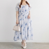 CLETTEオリジナルフロントリボン花柄ワンピース