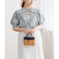CLETTEオリジナルデコルテオープンチェック柄ニット