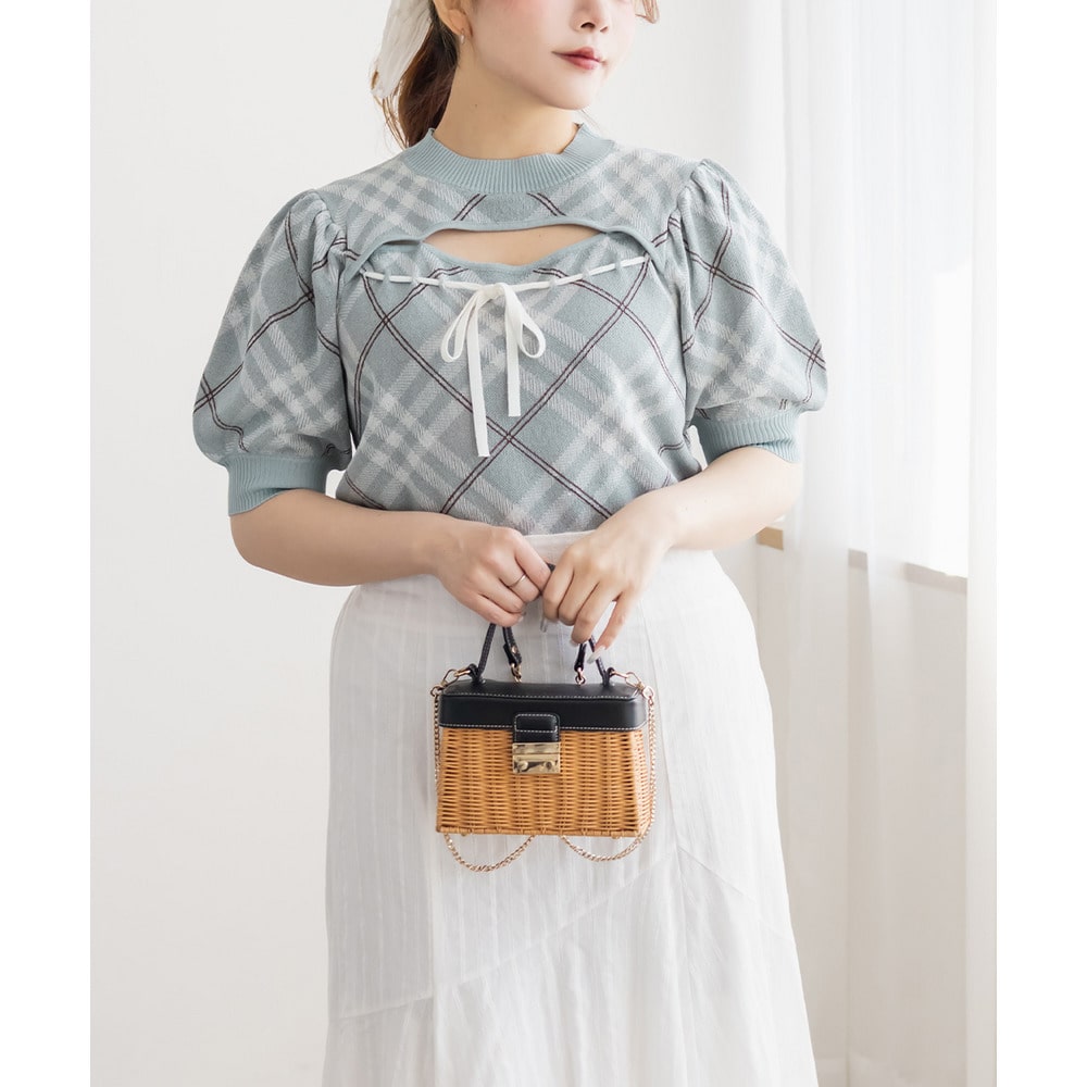 CLETTEオリジナルデコルテオープンチェック柄ニット12