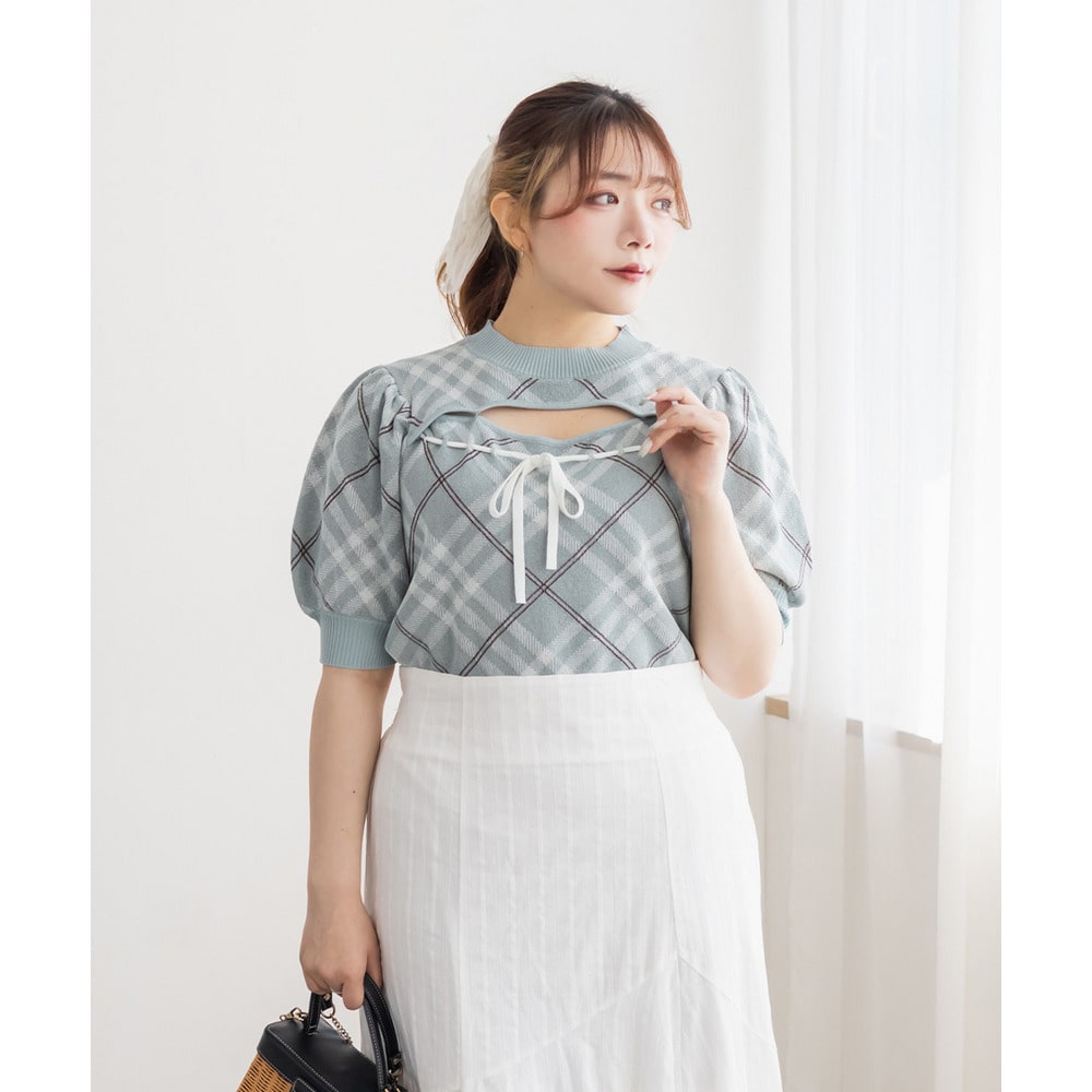 CLETTEオリジナルデコルテオープンチェック柄ニット14