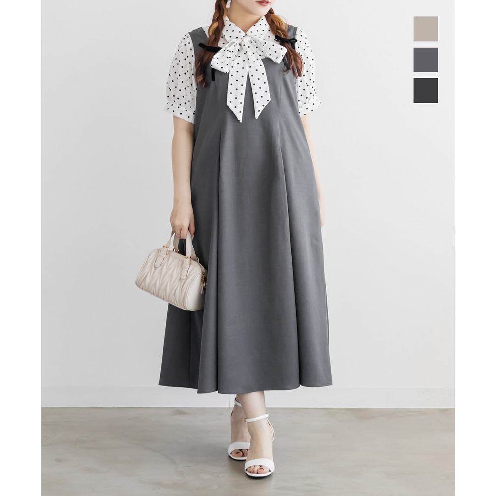 CLETTEオリジナルドット柄レイヤード風ワンピース