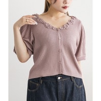 CLETTEオリジナルフラワーVネックニットカーディガン