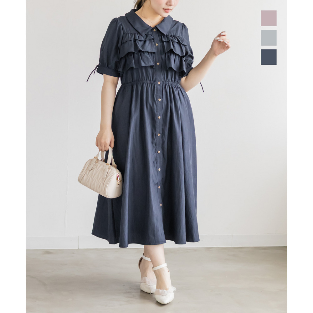 CLETTEオリジナルフリルティアードシャツワンピース