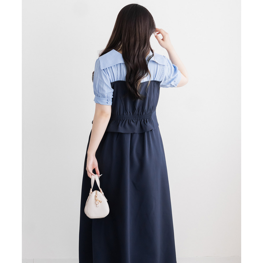 CLETTEオリジナルビスチェ風シャツドッキングワンピース11
