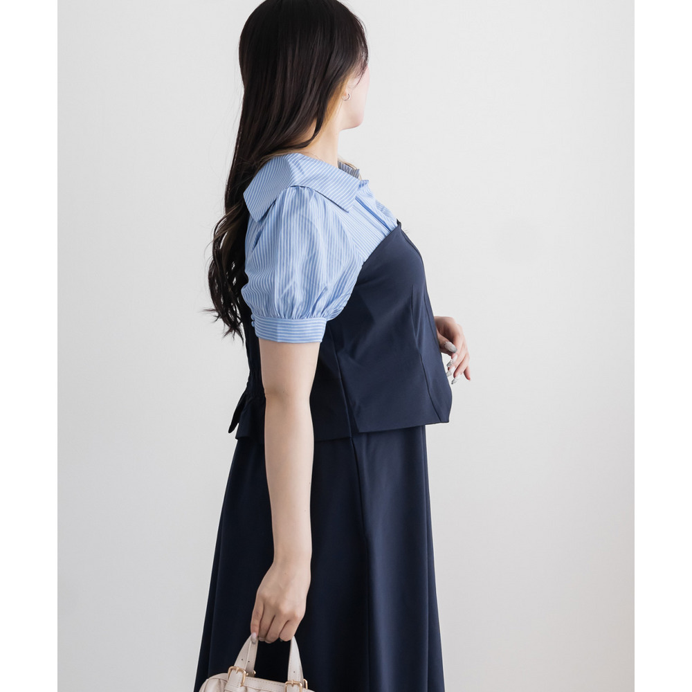 CLETTEオリジナルビスチェ風シャツドッキングワンピース12