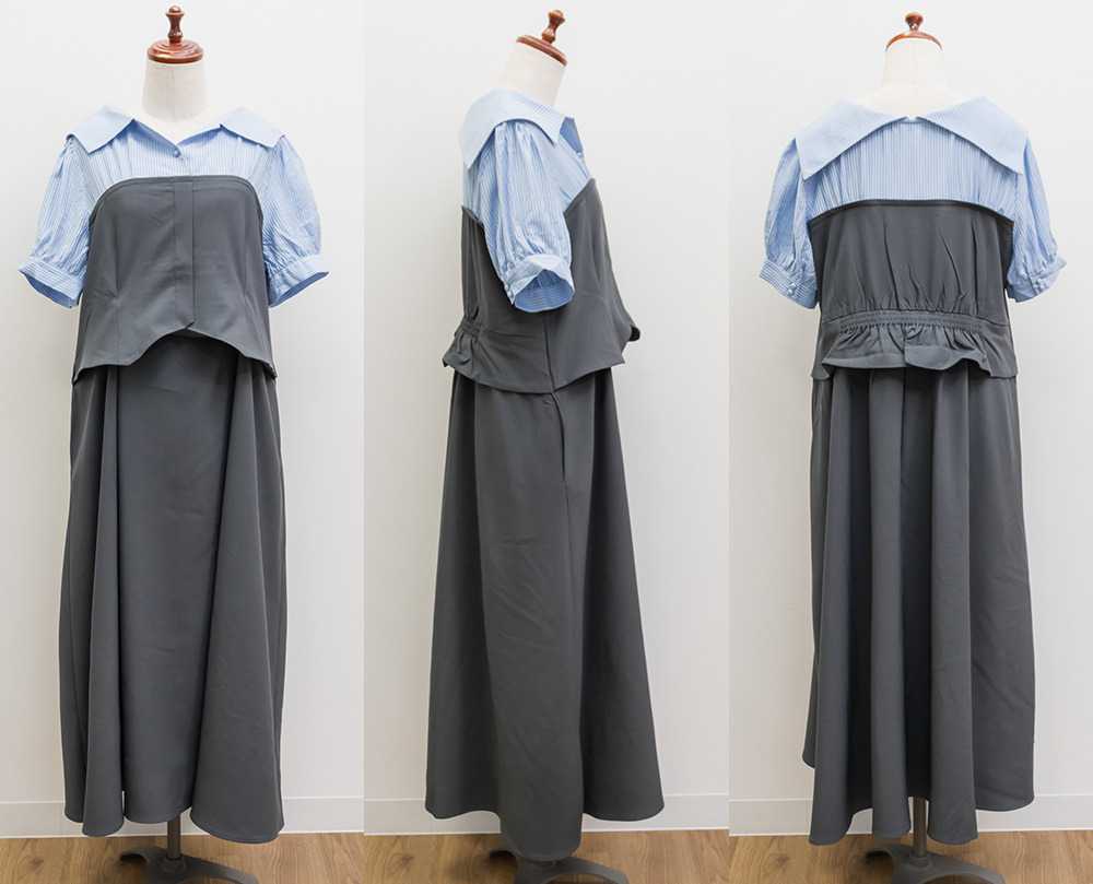 CLETTEオリジナルビスチェ風シャツドッキングワンピース16