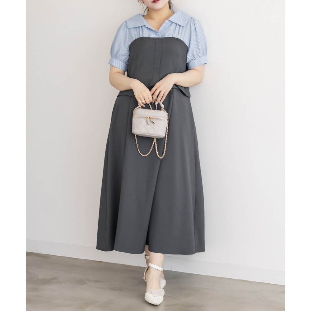 CLETTEオリジナルビスチェ風シャツドッキングワンピース2