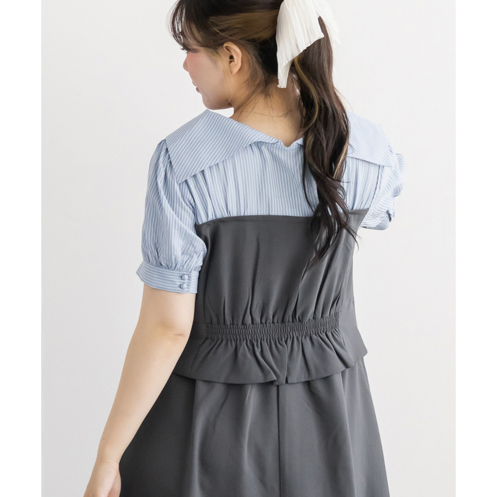 CLETTEオリジナルビスチェ風シャツドッキングワンピース5