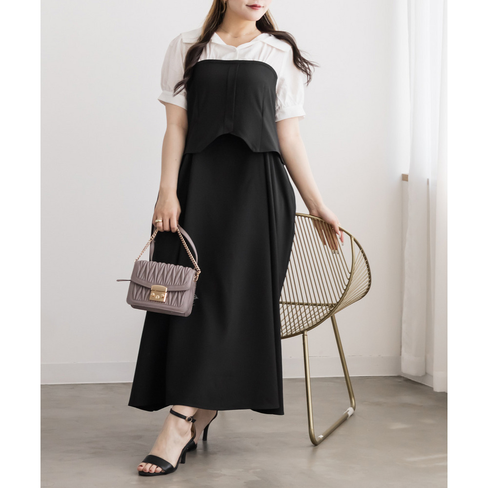 CLETTEオリジナルビスチェ風シャツドッキングワンピース7