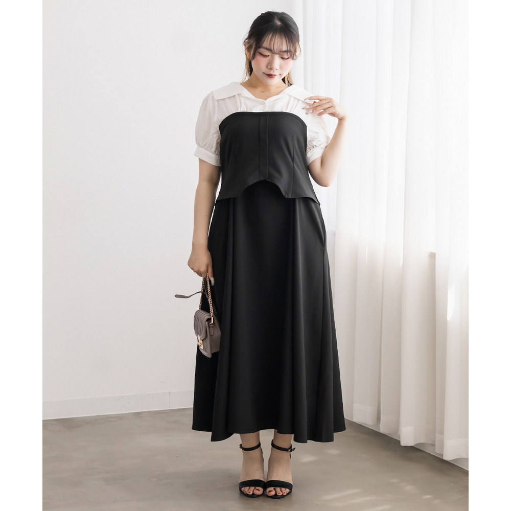 CLETTEオリジナルビスチェ風シャツドッキングワンピース1