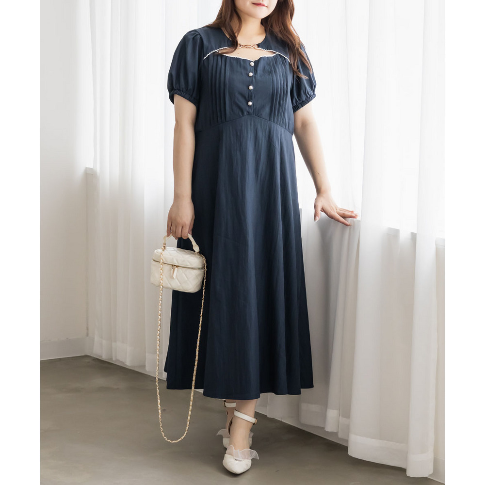 CLETTEオリジナルフロントボタンピンタックワンピース1
