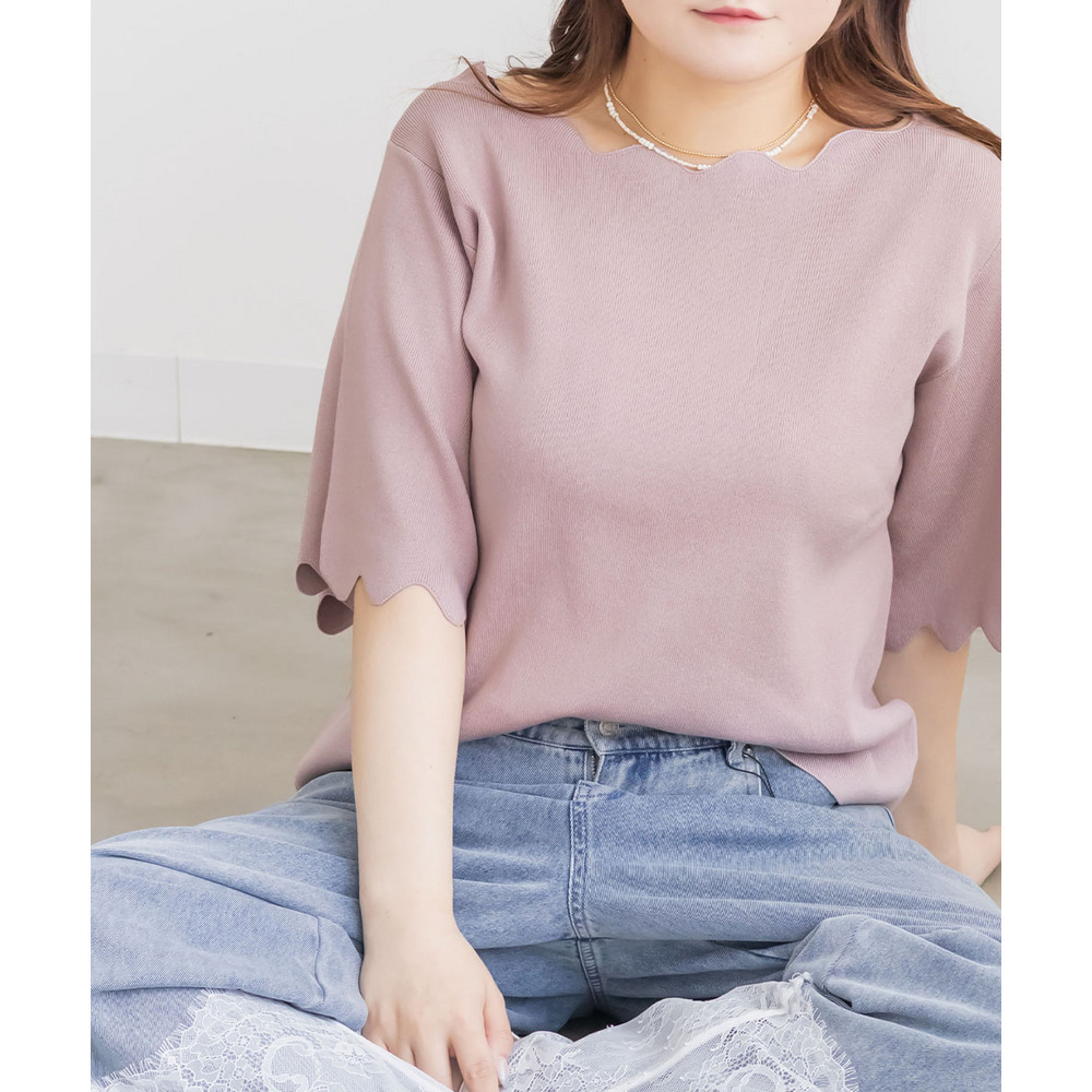 CLETTEオリジナルスカラップ5分袖ニット16