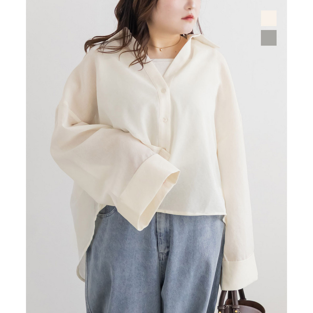 ワイドシルエットスキッパーシャツ