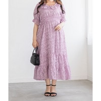 CLETTEオリジナルフラワージャガードシャーリングワンピース