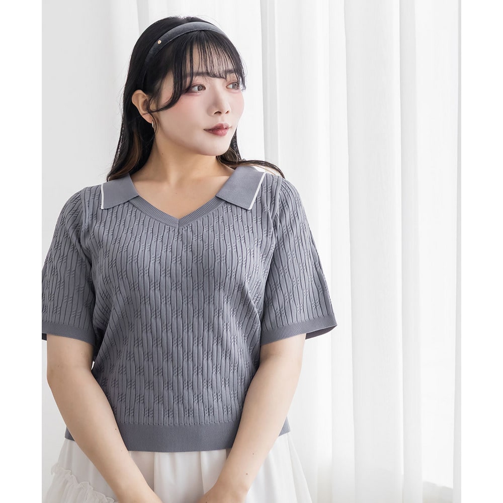 CLETTEオリジナルミニケーブル襟付きニット1