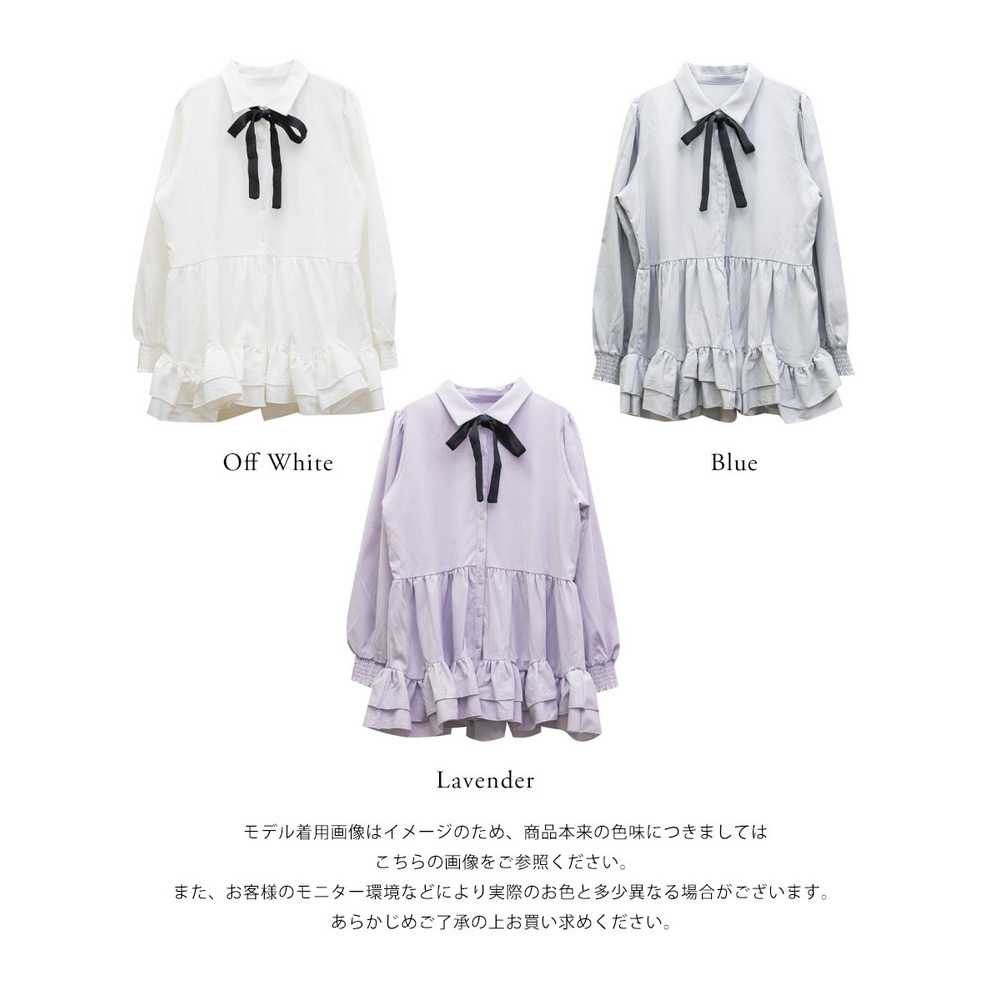 CLETTEオリジナルフリルティアードリボンタイブラウス18