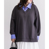 ストライプ柄シャツドッキングプルオーバー