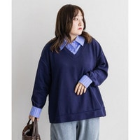 ストライプ柄シャツドッキングプルオーバー