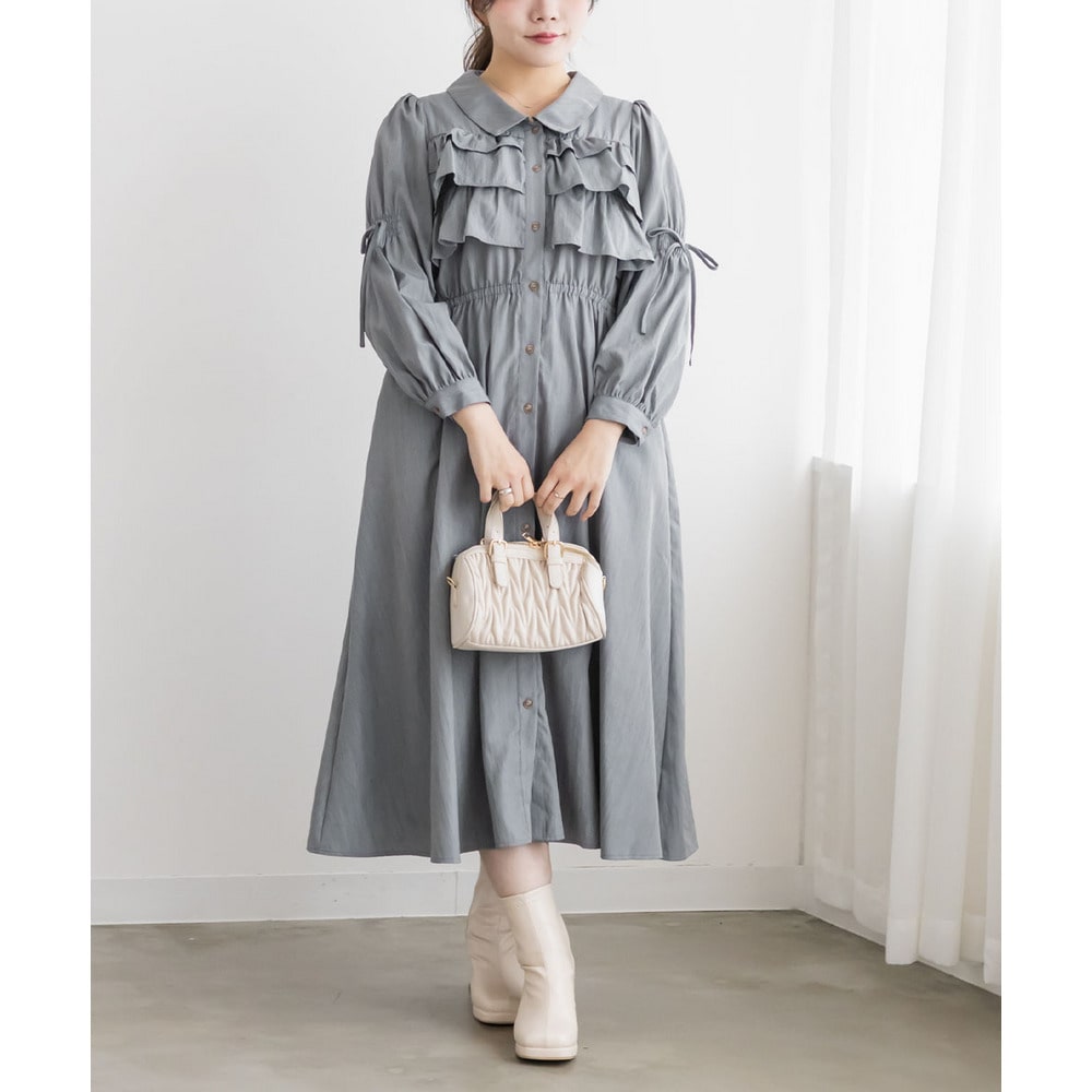 CLETTEオリジナルフリルティアード長袖シャツワンピース10