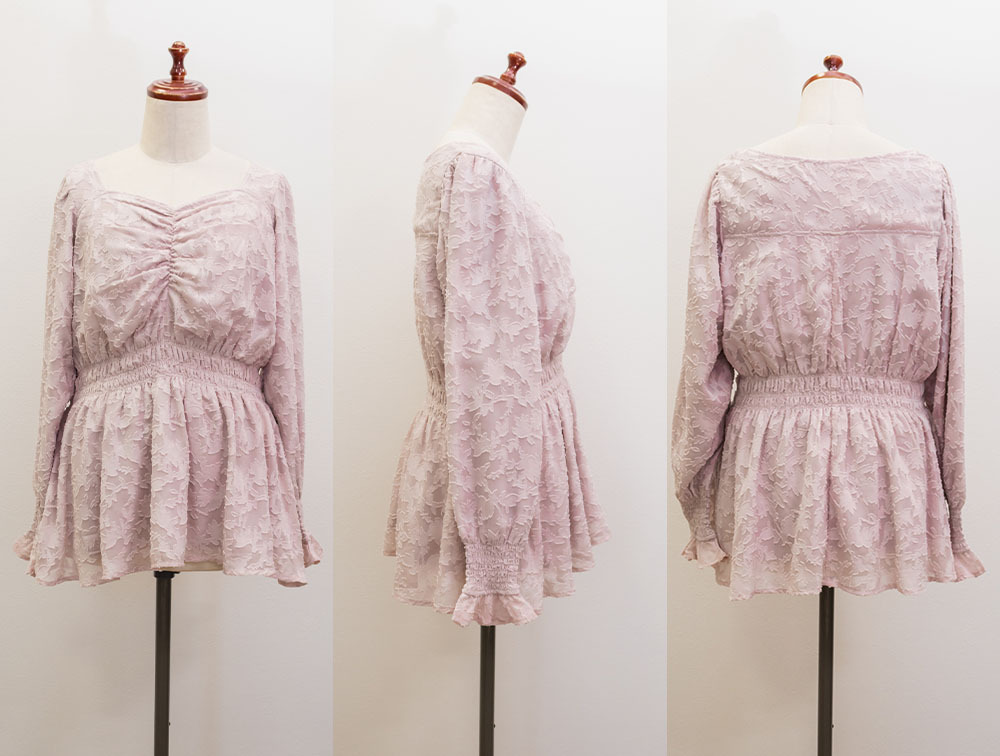CLETTEオリジナルシアー花柄長袖ペプラムブラウス16