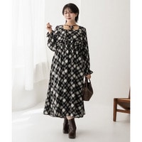 CLETTEオリジナルバイアスチェックフリルリボンワンピース