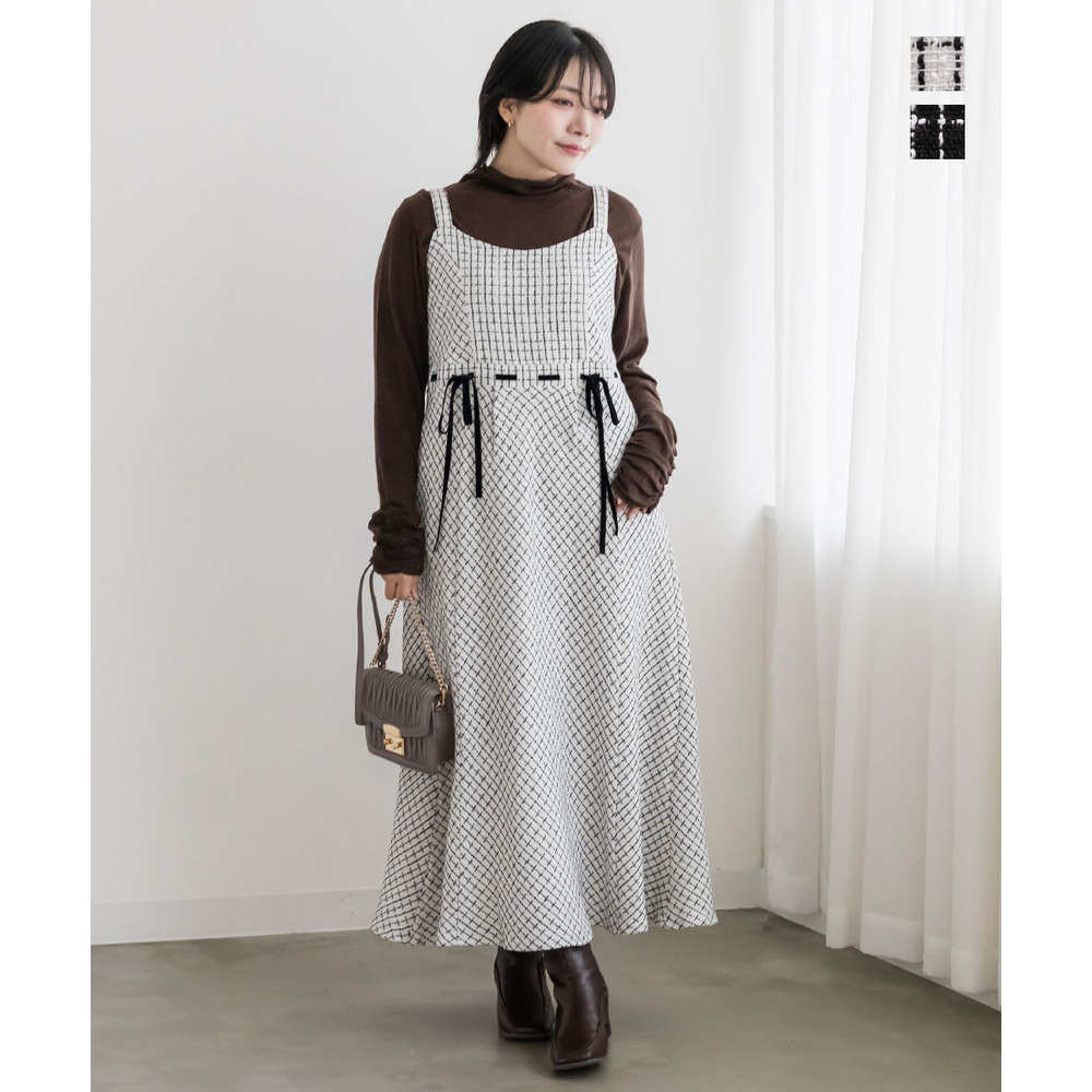 CLETTEオリジナルステッチチェックリボンワンピース1