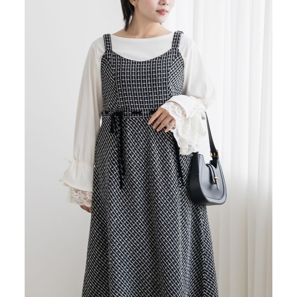 CLETTEオリジナルステッチチェックリボンワンピース10
