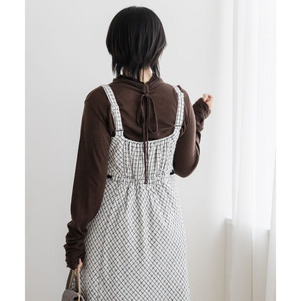 CLETTEオリジナルステッチチェックリボンワンピース4