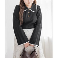 CLETTEオリジナルレース付きランダムリブニットプルオーバー