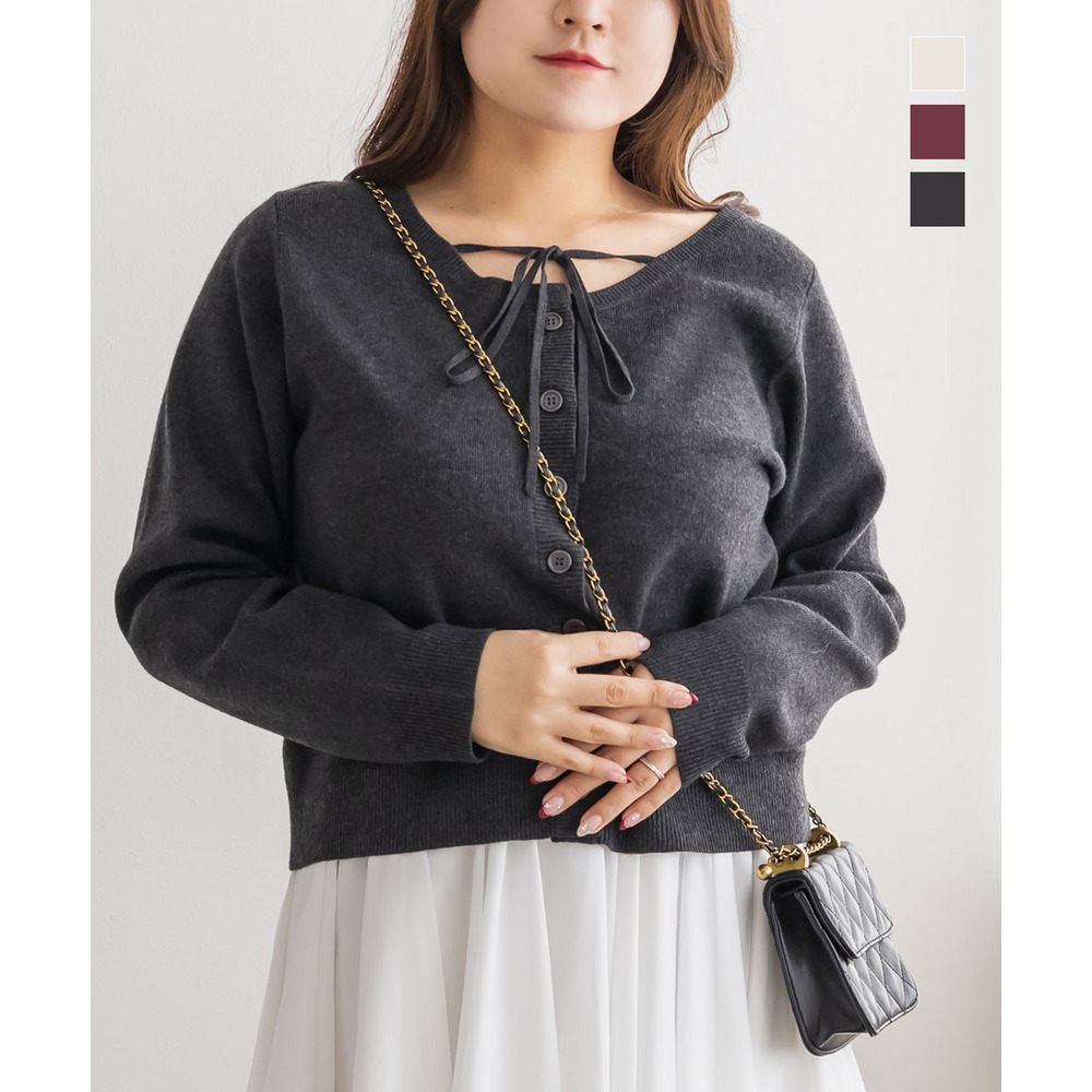 CLETTEオリジナル前開きリボンニットプルオーバー1