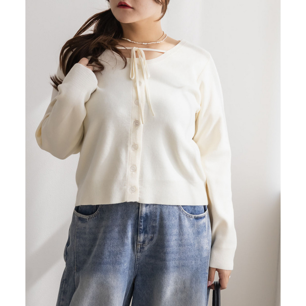CLETTEオリジナル前開きリボンニットプルオーバー1