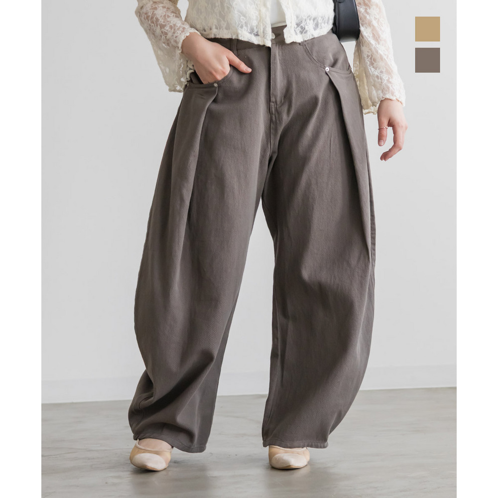 タックワイドバレルパンツ