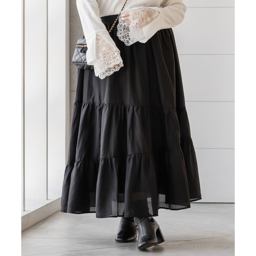 CLETTEオリジナルななめティアードシアースカート1