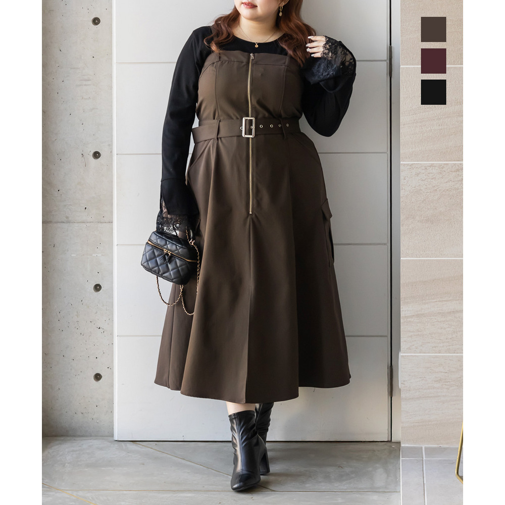 CLETTEオリジナルフロントジップ2WAYベルトワンピース