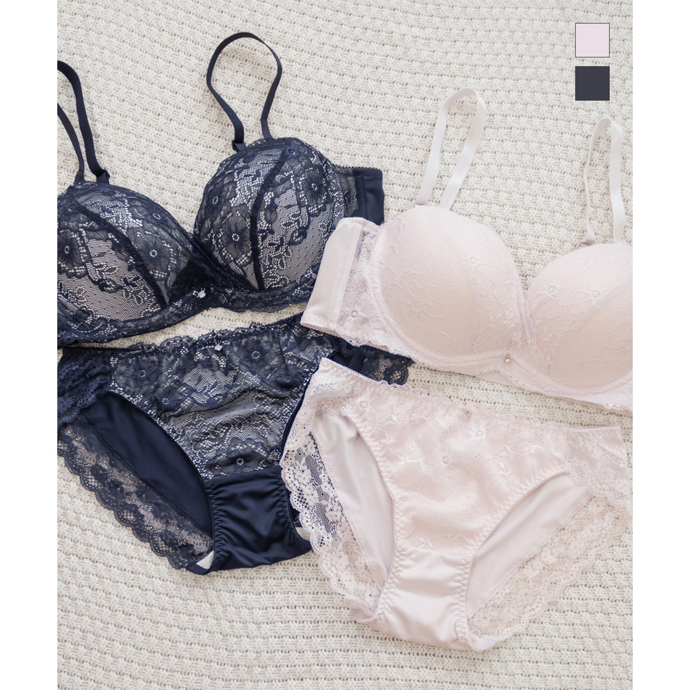 脇高シアーレースブラジャー＆ショーツセット