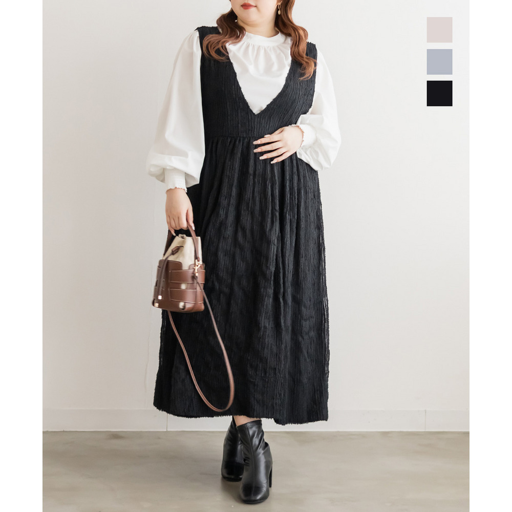 CLETTEオリジナルシアーストライプVネックワンピース