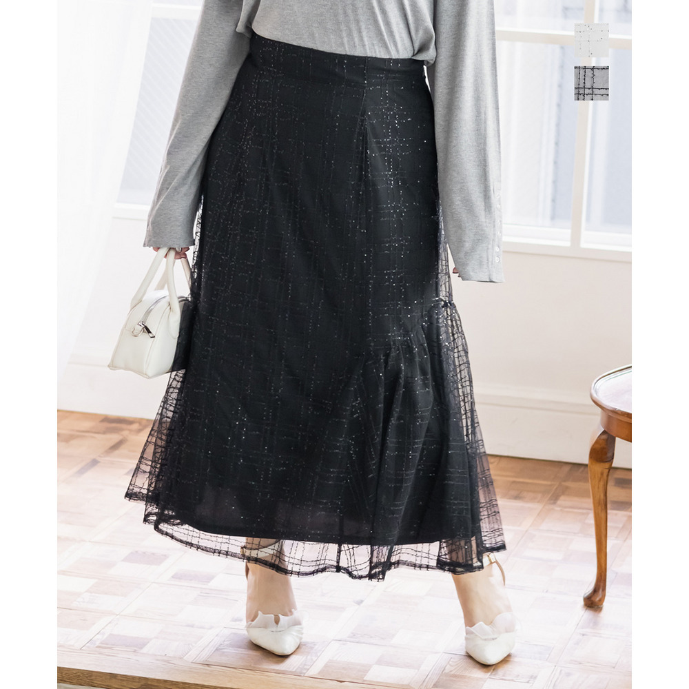 スパンコールフレアスカート